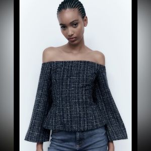 NWT ZARA Textured Off Shoulder Top